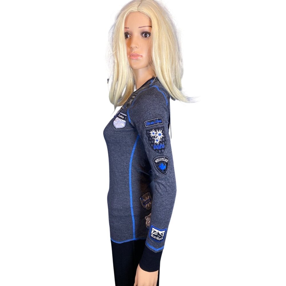 NWT Alp-n-Rock "Ski the World" Henley Shirt Top XS/S Gray MSRP$228 Organic - Picture 5 of 17
